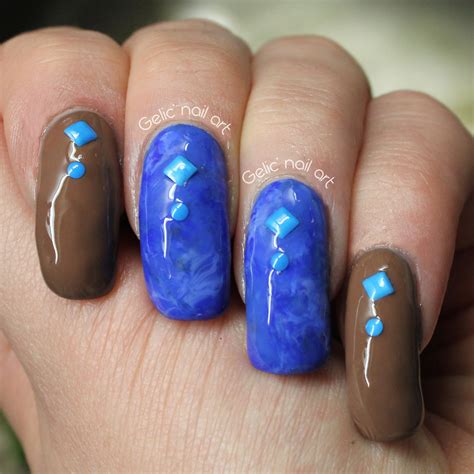 blue and brown nail designs